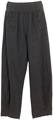 Vexcon Damen Hose/Leinenhose aus luftigem angenehm zu tragendem Leinen, bequemer Schnitt, Gummibund, 2 aufgesetzte Taschen vorne, Größen S – 5XL, Made in Italy von Vexcon