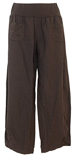 Vexcon Damen Hose/Leinenhose aus luftigem angenehm zu tragendem Leinen, bequemer Schnitt, Gummibund, 2 aufgesetzte Taschen vorne, Größen S – 5XL, Made in Italy von Vexcon