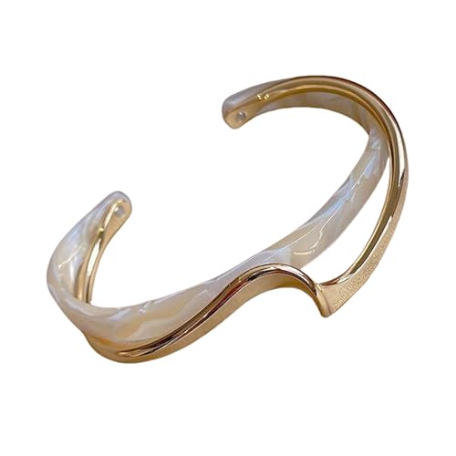 Vexebnular Elegant Weiße Schalentiere C Form Armband Geometrische Metallarmarm Frauen Handgelenk Schmuck Geschenk Für Party Hochzeit Gemischtes Modearmband von Vexebnular
