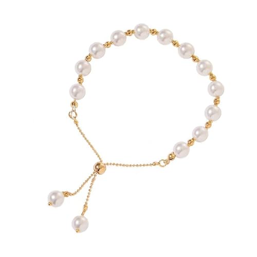 Vexebnular Elegante Elastische Imitation Perlen Armband Pull Out Handchain Einzigartige Alltags Wecken Schmuck Accessoire Für Mädchen Zierliche Perlen Elastiz von Vexebnular