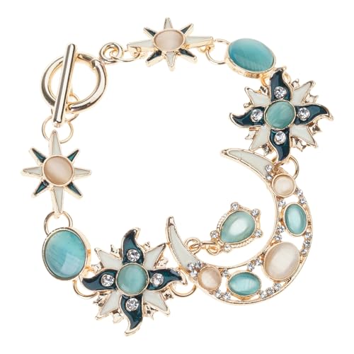 Vexebnular Fashion Asymmetrie Armband Mit Sun Moon Star Designs Und Natürlichen Strasssteinen Für Mode Stürmerinnen von Vexebnular