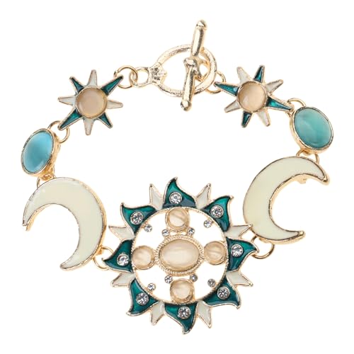 Vexebnular Fashion Asymmetrie Armband Mit Sun Moon Star Designs Und Natürlichen Strasssteinen Für Mode Stürmerinnen von Vexebnular