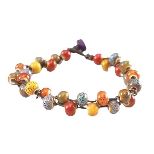 Vexebnular Handgefertigtes Mehrfarbiges Keramik Perlen Armband Einzigartige Keramikperlenarmband Robust Kette Für Modebegeisterte von Vexebnular