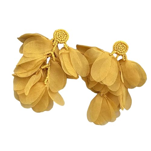 Vexebnular Retro Inspirierte Chiffons Blumenropfen Ohrringe Farbenfrohe Perlenohrringe Handgefertigt Retro Mode Accessoires Für Frauen Blumenohrringe von Vexebnular