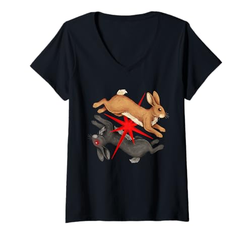 Damen Watership Down Rabbit Therian FurryGoblincore Whimsigoth T-Shirt mit V-Ausschnitt Damen Watership Down Rabbit Therian FurryGoblincore Whimsigoth T-Shirt mit V-Ausschnitt von Veymoth