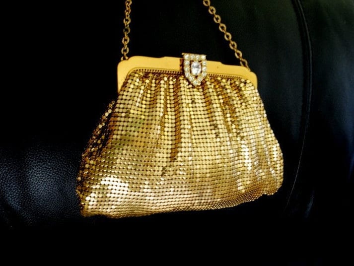 Gatsby Vintage 30Er Jahre, Flüssiges Gold Mesh, Art Deco, Hochzeit, Abendtasche. Hergestellt Von Whiting Und Davis in Den Usa von VezaVe