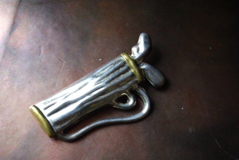 Sport Vintage 70Er Jahre, Taxco, Sterling Silber Golftasche Mit Einem Klub. 14, 5 Gr von VezaVe