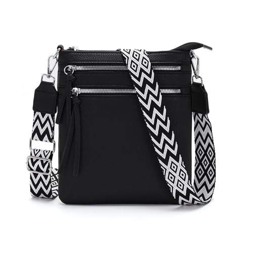 Vezluax 22x25cm kleine umhängetasche damen mittelgroß slim handytasche zum umhängen Leder crossbody bag damen handytasche mit zum umhängen für Frauen Schwarz von Vezluax