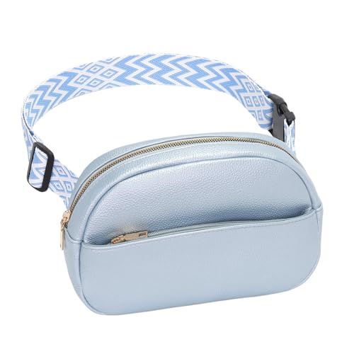 Vezluax Bauchtasche Damen Umhängetasche Stylish Crossbody Fanny Pack Women Hip Bag Hüfttasche vegan Leder Geschenke für Frauen mit Schultergurt Perlglanzblau von Vezluax