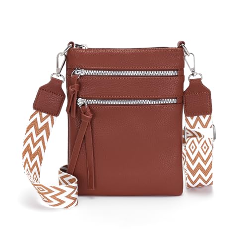 Vezluax kleine umhängetasche damen Klein handytasche zum umhängen PU Leder crossbody bag damen handytasche mit geldbörse zum umhängen für Frauen Braun von Vezluax