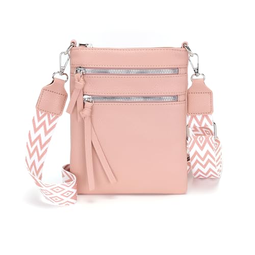 Vezluax kleine umhängetasche damen Klein handytasche zum umhängen PU Leder crossbody bag damen handytasche mit geldbörse zum umhängen für Frauen Rosa von Vezluax