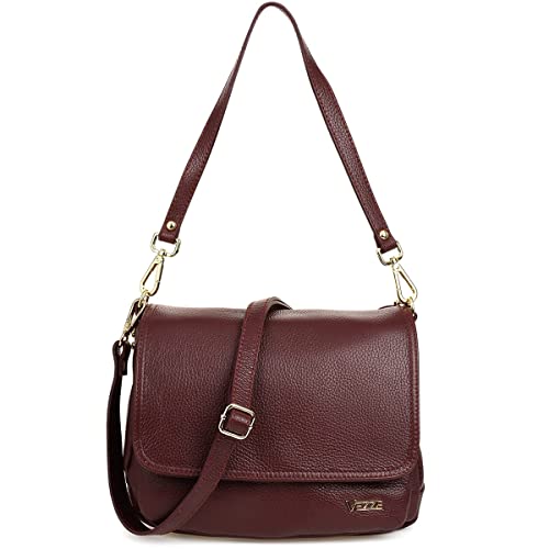 Vezze Palmare Tasche - aus hochwertigem italienischem Glattleder - perfekte Organisation mit 5 Taschen - abnehmbarem Riemen - Burgund von Vezze