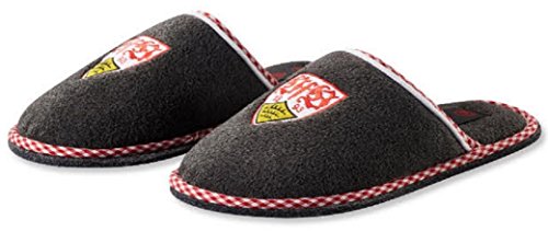VFB Stuttgart Pantoffeln / Hausschuhe grau meliert mit Wappen verschiedene Größen von 36-46 (46) von VfB Stuttgart