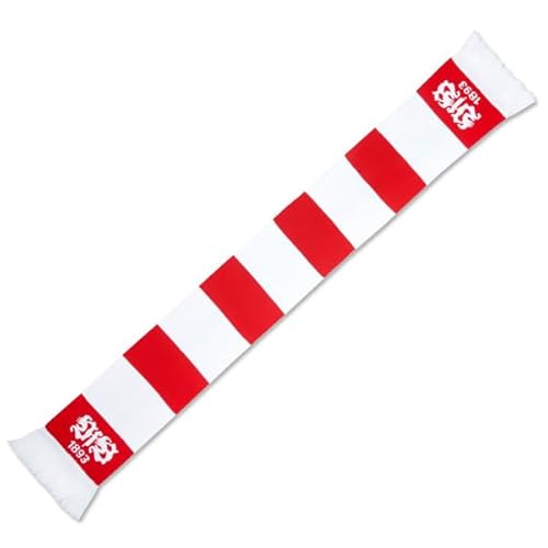 VfB Stuttgart Blockstreifenschal Emblem weiß-rot recycelt von VfB Stuttgart