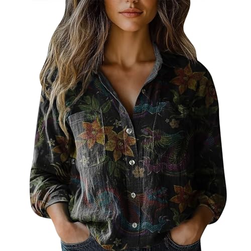 Damen Langarmshirt Gelb Damen Oversize Shirt Damen Boho Bluse Bluse Damen Grün Hemdbluse Damen Langarm Outdoor-Bekleidung für Damen Rüschenbluse Damen Kragen Damen von VgguDoe