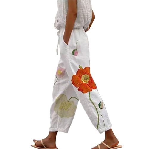 Motorradhose Damen Damenhose mit Gummizug Orientalische Kleidung Damen Baggy Hose Damen Große Größen Elegante Hose Damen Festlich Jeans Damen High Waist Weites Bein Sommerhosen Damen Weites Bein von VgguDoe