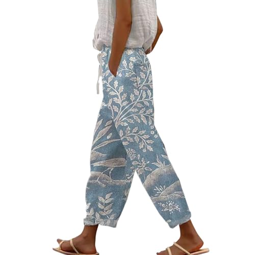 VgguDoe Hose Baggy Boho Hose Damen Sommer Damenhose Weites Bein Damen Hose Grün Transparente Hose Damen Stretch Hose Wide Leg Jogginghose Hose Gummibund Damen von VgguDoe