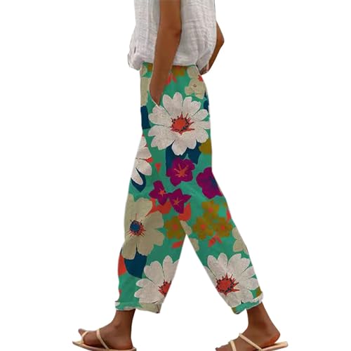 VgguDoe Schwarze Hose Damen High Waist Elegant Schlupfhose Damen Luftige Hose Damen Lang Leinenhose Damen Stoffhose Damen Elegant Herbst Damen Leinen Hose Safari Outfit Damen Hose Damen Grün von VgguDoe