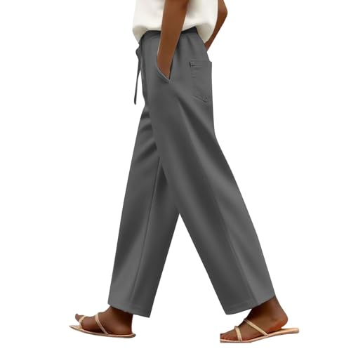 VgguDoe Sporthose mit Taschen,Jogginghose Damen Baggy,Einfarbig Jogginghose Mädchen,Laufhose Women,Arbeitshose für Frauen,Schwarze Stoffhose Damen dunkelgrau M von VgguDoe