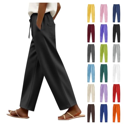 VgguDoe Sporthose mit Taschen,Jogginghose Damen Baggy,Einfarbig Jogginghose Mädchen,Laufhose Women,Arbeitshose für Frauen,Schwarze Stoffhose Damen schwarz M von VgguDoe