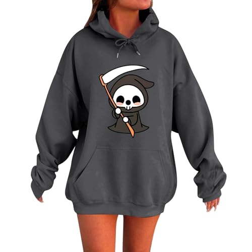 VgguDoe Zipper Hoodie Damen,Sportjacke Leichte,Hoodie Damen Oversize,Y2K Sweatshirt mit Reißverschluss,Sweatjacke Mädchen,Bequeme Pullover mit Tasche Grey 5XL von VgguDoe