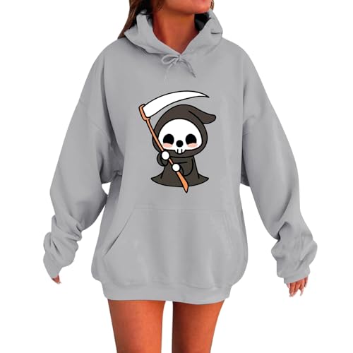 VgguDoe Zipper Hoodie Damen,Sportjacke Leichte,Hoodie Damen Oversize,Y2K Sweatshirt mit Reißverschluss,Sweatjacke Mädchen,Bequeme Pullover mit Tasche Light ashy XXL von VgguDoe