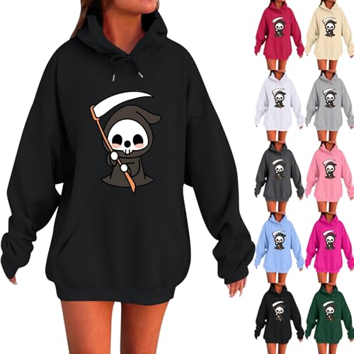 VgguDoe Zipper Hoodie Damen,Sportjacke Leichte,Hoodie Damen Oversize,Y2K Sweatshirt mit Reißverschluss,Sweatjacke Mädchen,Bequeme Pullover mit Tasche schwarz L von VgguDoe