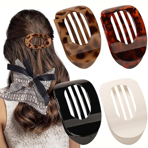 Benglatt Haarspange, Entenschnabel Flache Haarklammern füR Frauen, Rutschfeste, Schlichte, Elegante Seitliche Haarspangen, Sicherer Halt An Den InnenzäHnen füR Dickes/DüNnes Haar (4 pcs D) von Vgpbphj