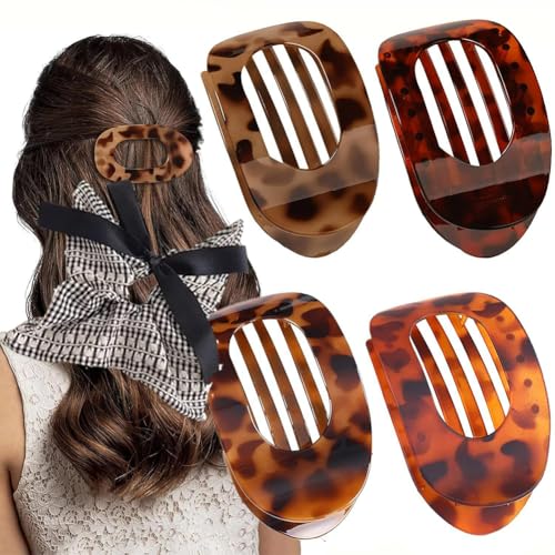 Benglatt Hair Clips, Flat Hair Claws for Women, Matte Large Non-Slip Flat Duckbill Clips, Simple Elegant Side HairS Clips, Secure Hold Inner Teeth for Thick/Thin (4 pcs A) von Vgpbphj