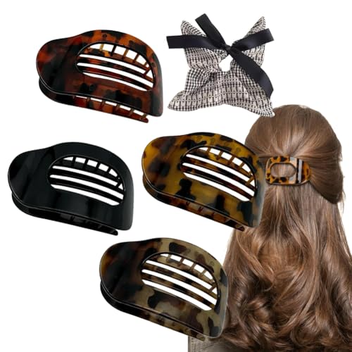 Benglatt Hair Clips, Flat Hair Claws for Women, Matte Large Non-Slip Flat Duckbill Clips, Simple Elegant Side HairS Clips, Secure Hold Inner Teeth for Thick/Thin (4 pcs H) von Vgpbphj