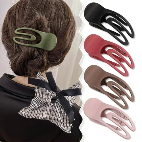 Benglatt Hair Clips, Flat Hair Claws for Women, Matte Large Non-Slip Flat Duckbill Clips, Simple Elegant Side HairS Clips, Secure Hold Inner Teeth for Thick/Thin (4 pcs L) von Vgpbphj