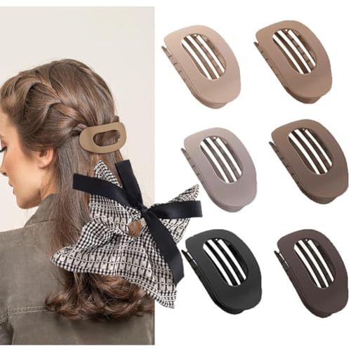 Benglatt Hair Clips, Flat Hair Claws for Women, Matte Large Non-Slip Flat Duckbill Clips, Simple Elegant Side HairS Clips, Secure Hold Inner Teeth for Thick/Thin (6 pcs D) von Vgpbphj