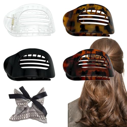 Entenschnabel Haarspangen Damen, Benglatt Haarspangen, Flache Haarklammern füR Frauen, Rutschfeste, Schlichte, Elegante Seitliche Haarspangen, Sicherer Halt An Den InnenzäHnen (4 pcs E) von Vgpbphj