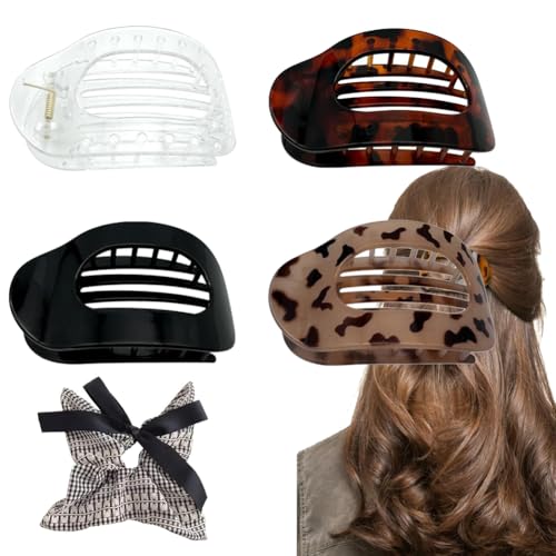 Entenschnabel Haarspangen Damen, Benglatt Haarspangen, Flache Haarklammern füR Frauen, Rutschfeste, Schlichte, Elegante Seitliche Haarspangen, Sicherer Halt An Den InnenzäHnen (4 pcs G) von Vgpbphj