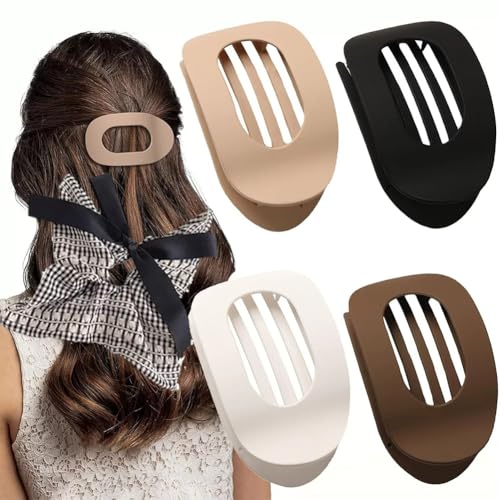 Entenschnabel Haarspangen Damen, Benglatt Haarspangen, Flache Haarklammern füR Frauen, Rutschfeste, Schlichte, Elegante Seitliche Haarspangen, Sicherer Halt An Den InnenzäHnen (4 pcs J) von Vgpbphj