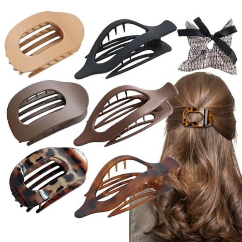 Entenschnabel Haarspangen Damen, Benglatt Haarspangen, Flache Haarklammern füR Frauen, Rutschfeste, Schlichte, Elegante Seitliche Haarspangen, Sicherer Halt An Den InnenzäHnen (6 pcs G) von Vgpbphj