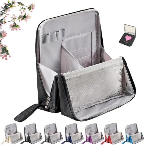 Multi-Purpose Large Capacity Oxford Cloth Standing Makeup Bag, Waterproof Makeup Organizer with Compartments, Portable Toiletry Bag for Makeups Brushes (Black) von Vgpbphj