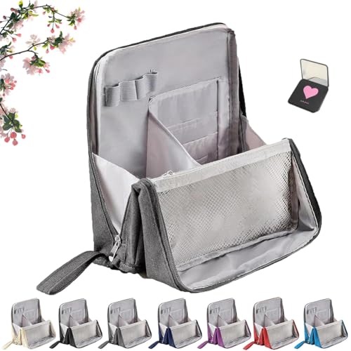 Multi-Purpose Large Capacity Oxford Cloth Standing Makeup Bag, Waterproof Makeup Organizer with Compartments, Portable Toiletry Bag for Makeups Brushes (Gray) von Vgpbphj