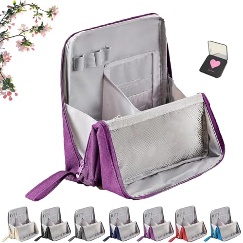 Multi-Purpose Large Capacity Oxford Cloth Standing Makeup Bag, Waterproof Makeup Organizer with Compartments, Portable Toiletry Bag for Makeups Brushes (Purple) von Vgpbphj