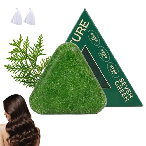 Nature Triangle Shampoo Bar, Nature Seven Green Soap, Natural Plant-Based Shampoo Soap With Foaming Net, for Women Men,Gentle Cleansing and Nourishing Care for Healthy-Looking Hair (1) von Vgpbphj