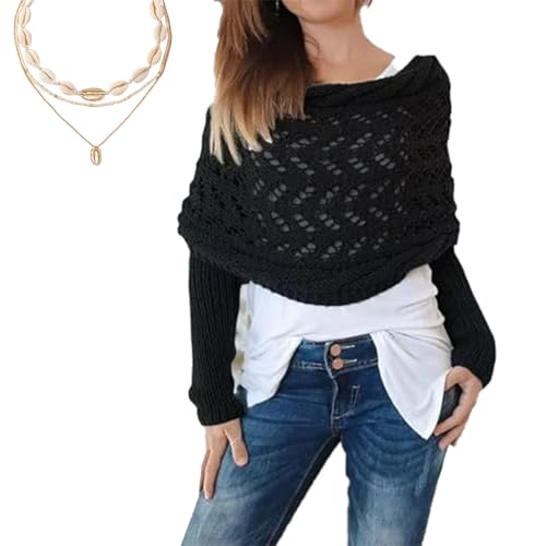 Vgpbphj Schal Mit äRmeln Strick, Pullover Schal, Scarf With Sleeves, Knitted Cable Wrap, Shrugs For Women, Knitted Wrap (J) von Vgpbphj