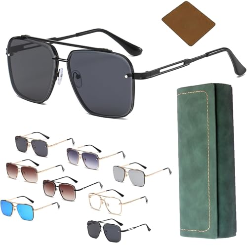 Vgpbphj Upliftjoys Sunglasses, Retro Gradient Sunglasses Uv400 Protection, Oversized Metal Cut Edge Square Frame (black) von Vgpbphj