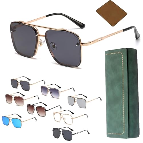 Vgpbphj Upliftjoys Sunglasses, Retro Gradient Sunglasses Uv400 Protection, Oversized Metal Cut Edge Square Frame (black gold) von Vgpbphj