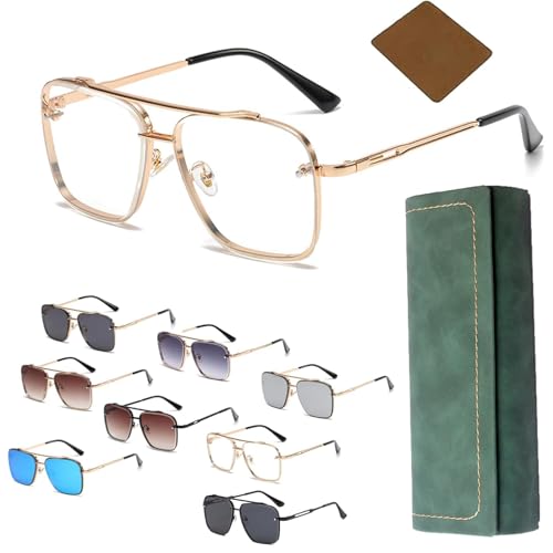 Vgpbphj Upliftjoys Sunglasses, Retro Gradient Sunglasses Uv400 Protection, Oversized Metal Cut Edge Square Frame (gold) von Vgpbphj