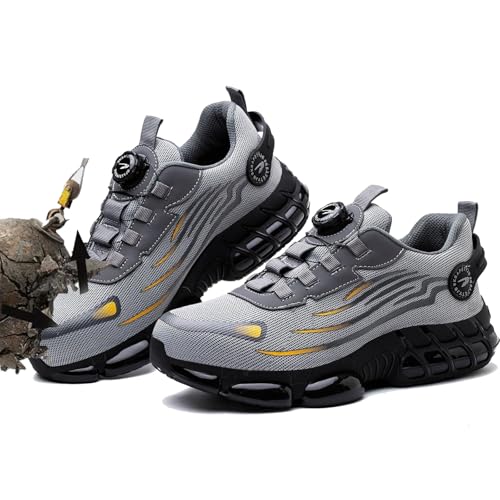 Vgpbphj Werkstein S3 Pro Arbeitsschuhe, Clickers Arbeitsschuhe S3, Clickers Schuhe Gemacht Für Sicherheit & Ganztägigen Komfort, Mit Drehknopf - Anti - Smash, Anti - Punktur, Leicht (Grey,45) von Vgpbphj