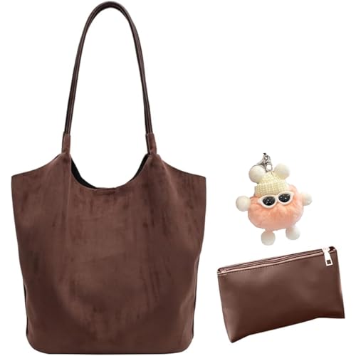Vgpbphj Wildleder Geldbörse Slouchy Tote Bag Braun Leder Geldbörse Wildleder Hobo Schultertasche Leder Hobo Taschen für Damen, B-Kaffee, 14inch standard von Vgpbphj
