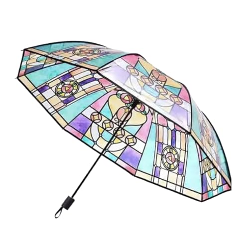 Gebeizter Automatischer Regenschirm Transparenter Vintage-Sonnenschirm Automatischer Regenschirm Im Vintage Stil Stilvoller Regenschirm Aus Klarem Buntglas Für Freunde 100x54 Cm von Vgvgaj