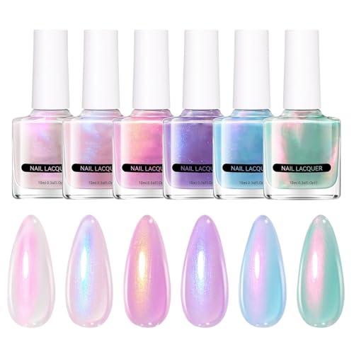 Gel-Nagellack, Perlmutt-Gel-Nagellack, schimmerndes Nagellack-Set – Set mit schnell trocknenden Maniküre-Farben für Mädchen, das Nageldesign mit Strohhalmen von Vgvgaj