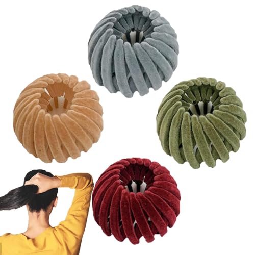 Haarknotenhalter für Damen, Dutthalter für Haare | 4 x Haarbänder, Kamm, Vogelnest | einziehbarer Pferdeschwanz-Halter, elegante Haarspangen für feines und dickes Haar von Vgvgaj