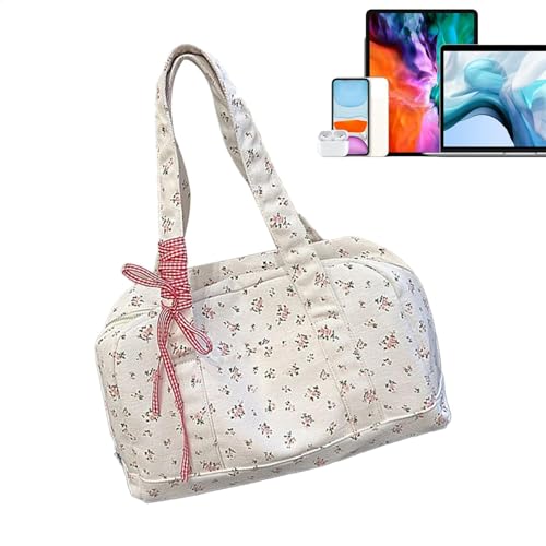 Reise-Puff-Tasche, Blumenmuster, für Damen, Schultertasche, mit Schleife | Hübsche Woche, Rosa, Se référer au descriptif, Siehe Beschreibung von Vgvgaj